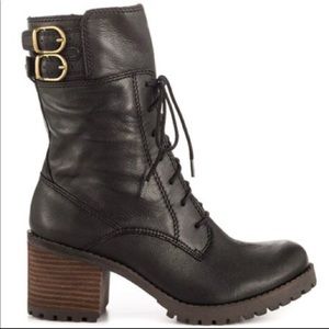 Lucky Brand Black Nylah Lace Up Combat Boots